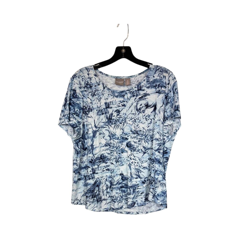 Chico's Blue and White Short sleeve blouse women's size 2